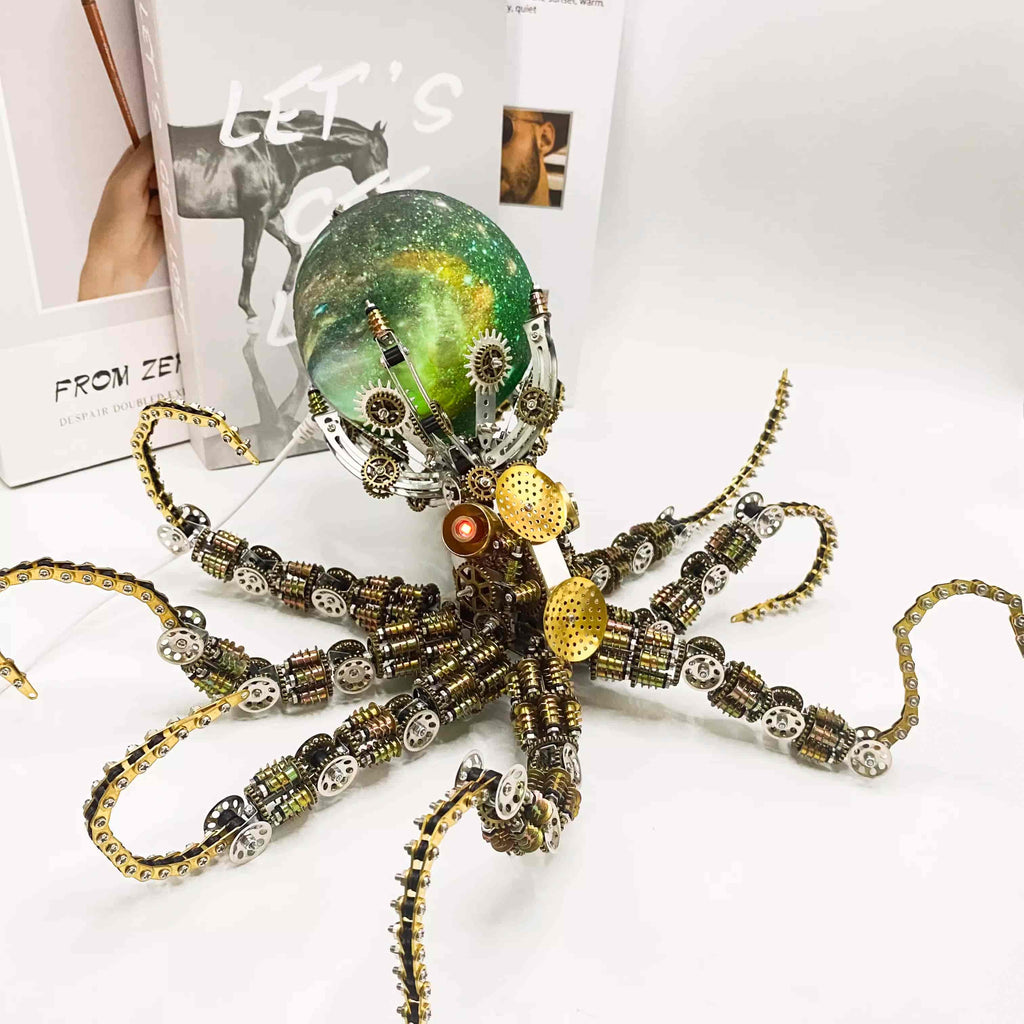 Steampunk Mechanical Octopus DIY 3D Metal Assembly Model with LED Light – A Masterpiece of Engineering and Art