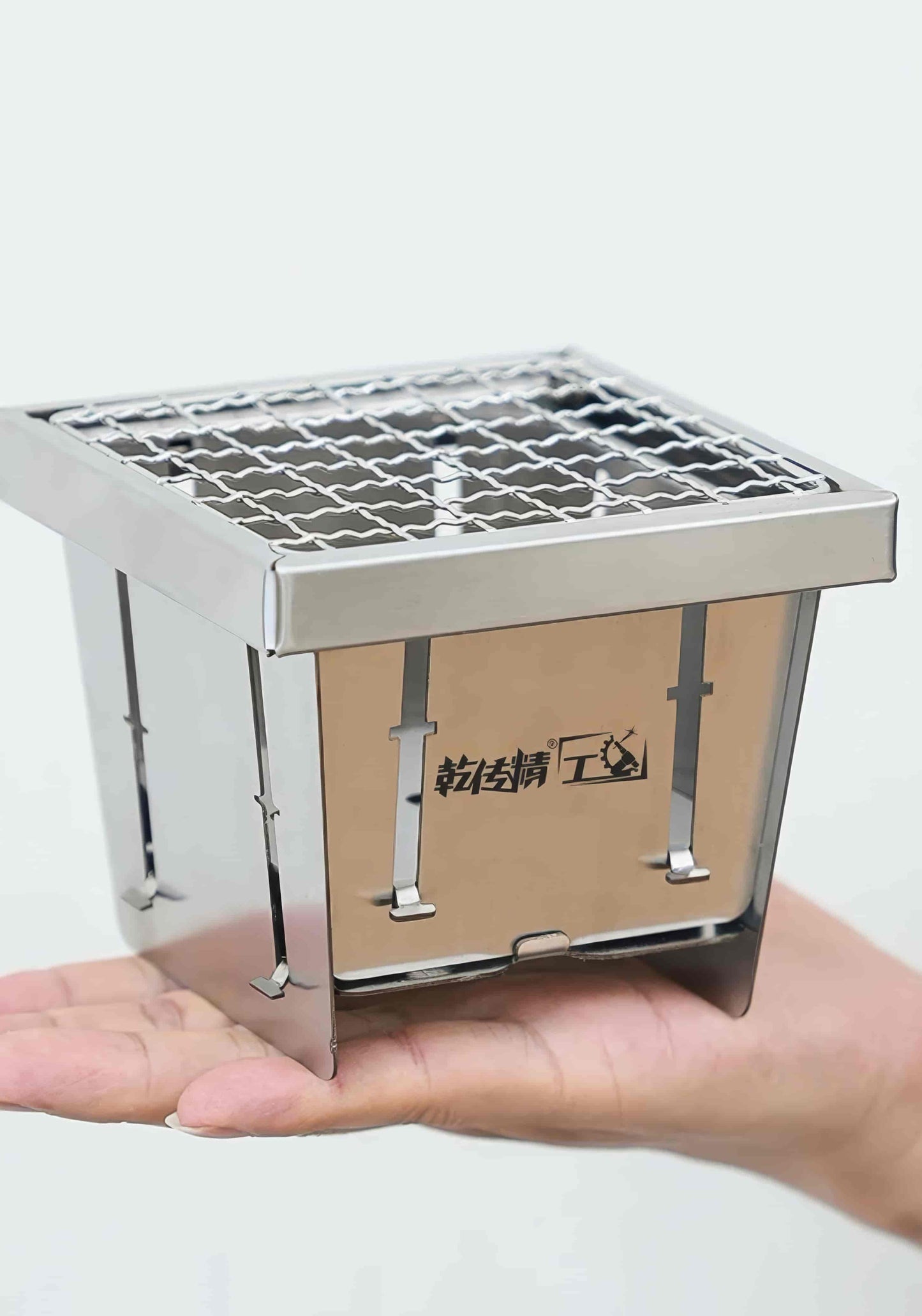 CyberForge Stainless Steel Mini Survival Grill – One-Hand Foldable BBQ Stove for Solo Grilling Rituals