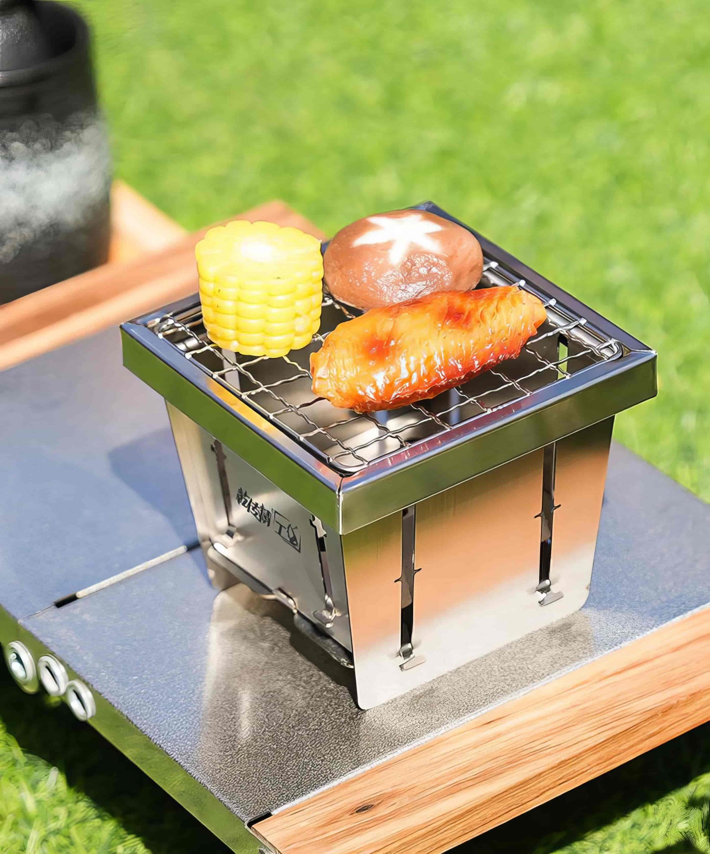 CyberForge Stainless Steel Mini Survival Grill – One-Hand Foldable BBQ Stove for Solo Grilling Rituals