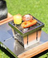 CyberForge Stainless Steel Mini Survival Grill – One-Hand Foldable BBQ Stove for Solo Grilling Rituals