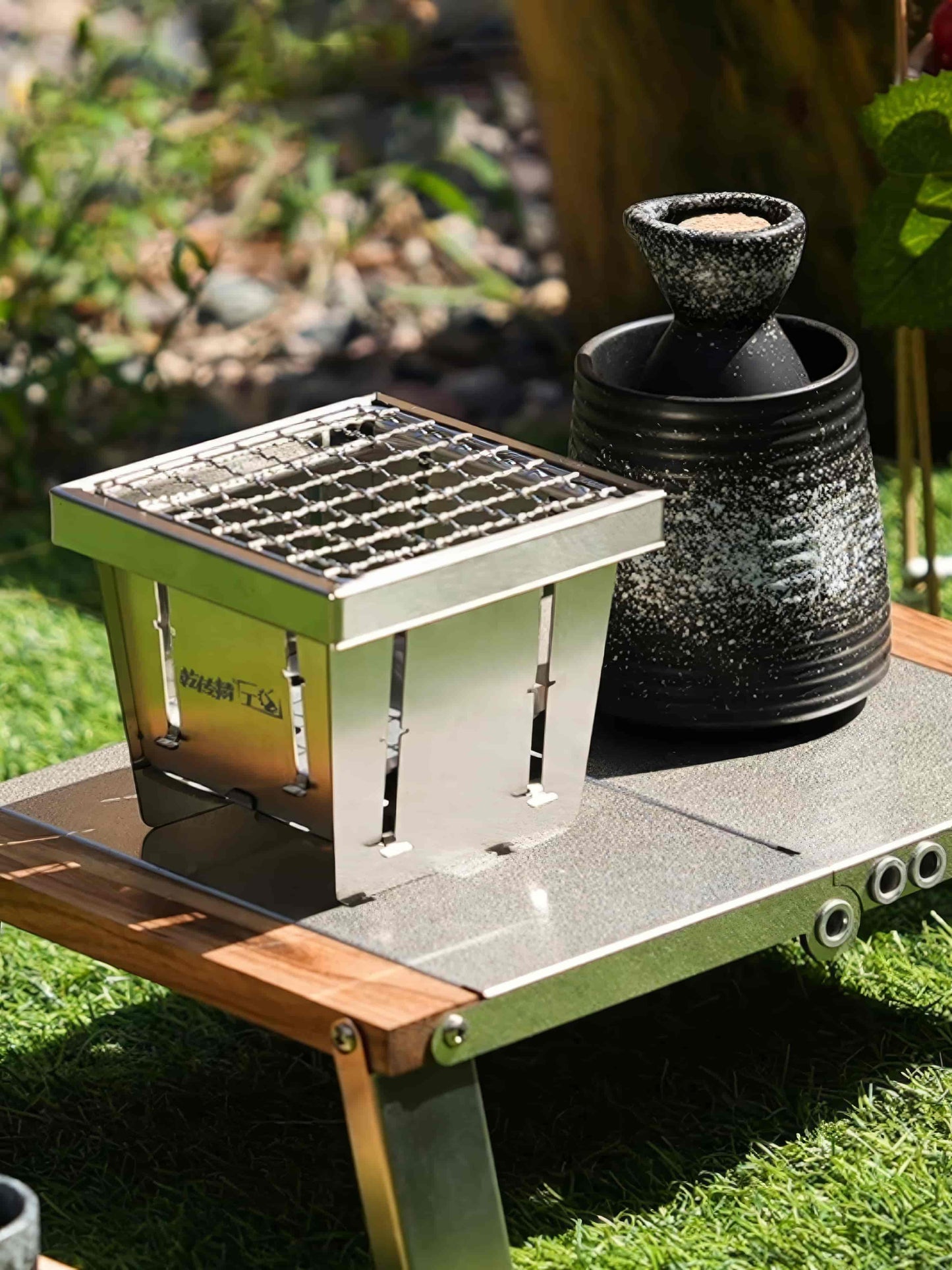 CyberForge Stainless Steel Mini Survival Grill – One-Hand Foldable BBQ Stove for Solo Grilling Rituals