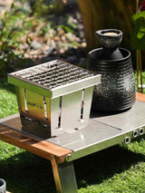 CyberForge Stainless Steel Mini Survival Grill – One-Hand Foldable BBQ Stove for Solo Grilling Rituals