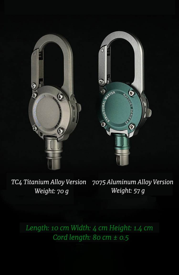 Equipage Master Retractable Carabiner Keychain CNC Machined Heavy Duty EDC Gear Clip