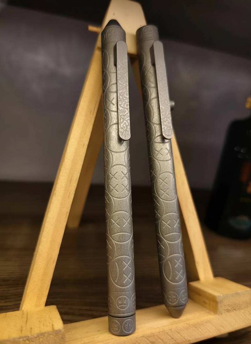 Full-Body CNC Carved TC4 Titanium EDC Writing Tool (0.7mm G2 Refill)