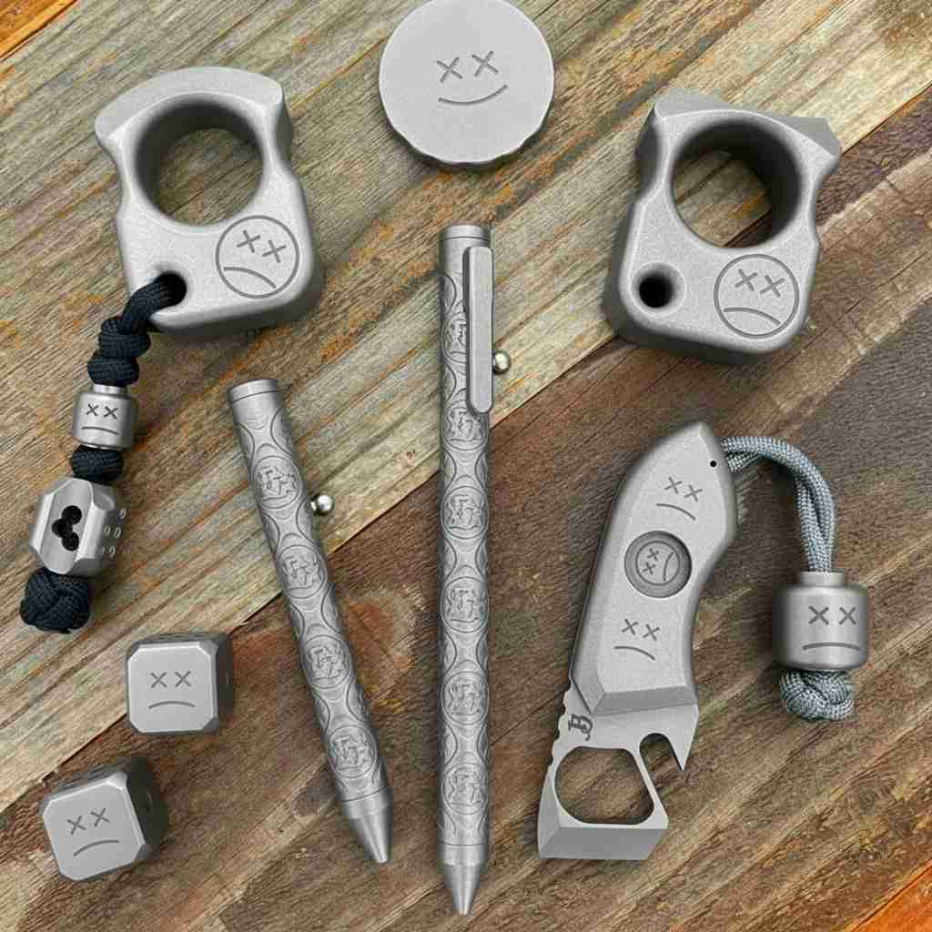 Full-Body CNC Carved TC4 Titanium EDC Writing Tool (0.7mm G2 Refill)