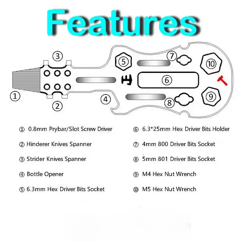 Guitar Mini Prybar Titanium EDC Multitool