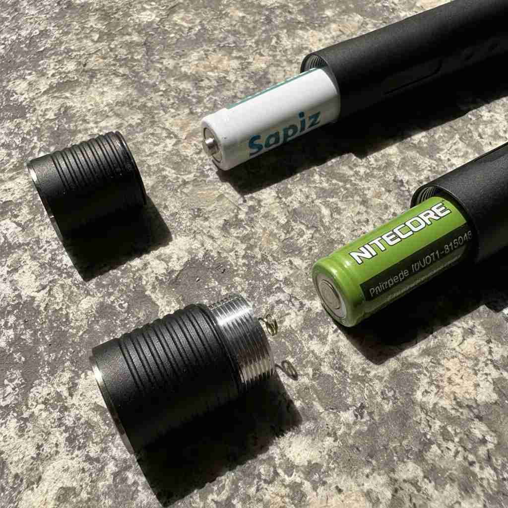 Lightning Bolt-Action Flashlight – EDC Aluminum Tactical Pen Light (AA  14500 Battery)