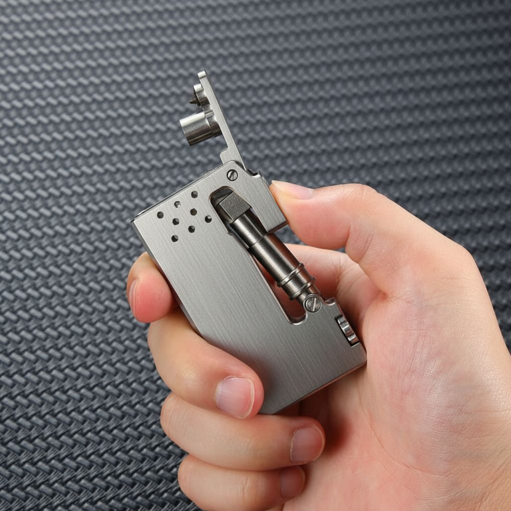 Machined Titanium Alloy Mechanical Lighter with Industrial Design