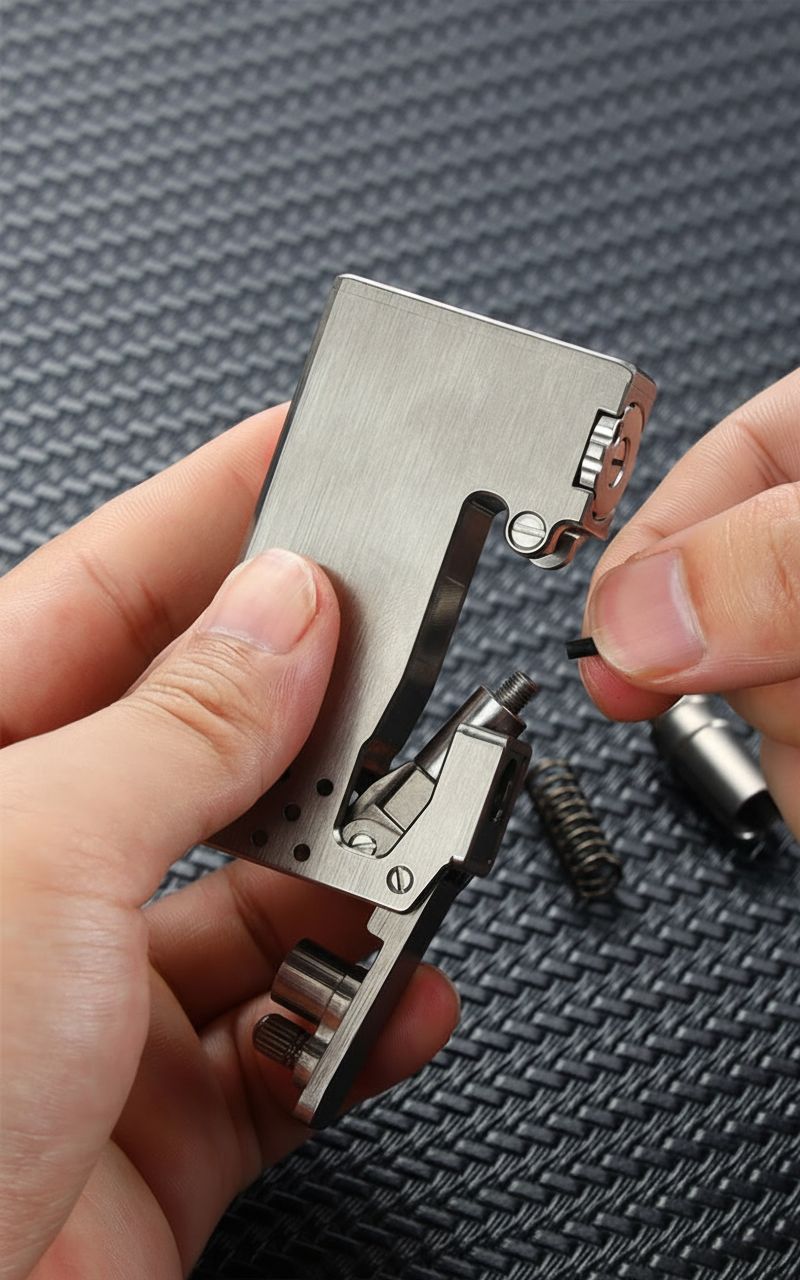 Machined Titanium Alloy Mechanical Lighter with Industrial Design