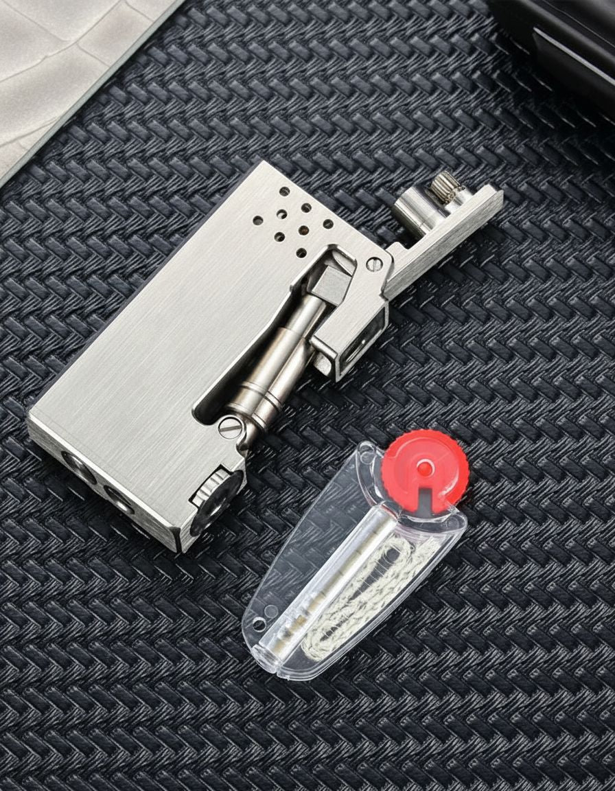 Machined Titanium Alloy Mechanical Lighter with Industrial Design