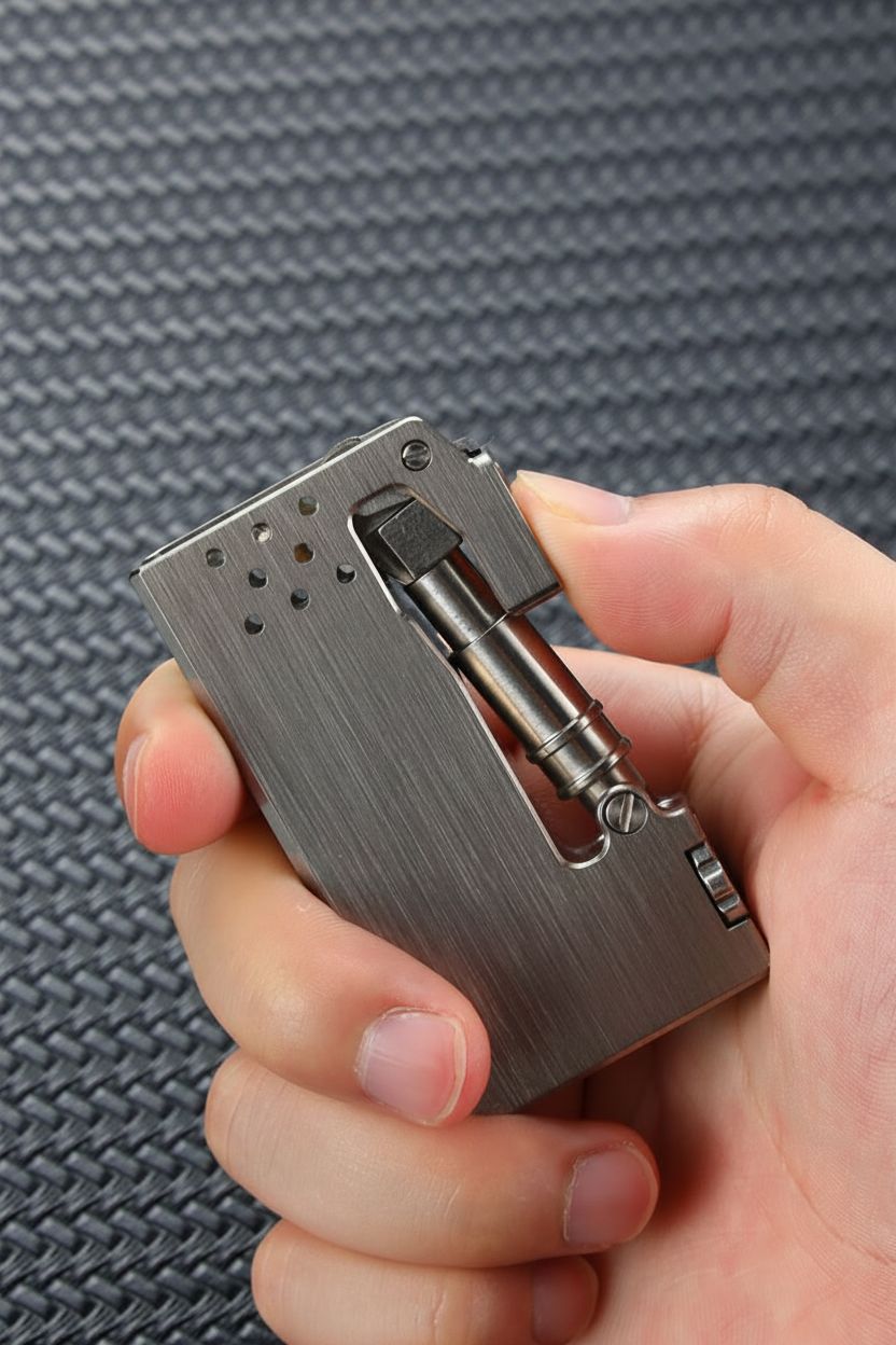 Machined Titanium Alloy Mechanical Lighter with Industrial Design
