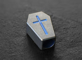 Memento Mori Titanium Coffin Lanyard Bead with Blue Anodized Accents