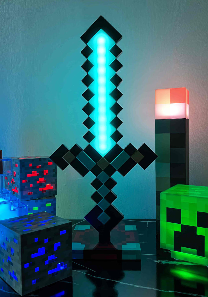 Minecraft-Inspired Diamond Sword & Torch Lamp