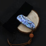 Miniature Damascus Steel Pocket Knife with Iridescent Abalone Shell Handle