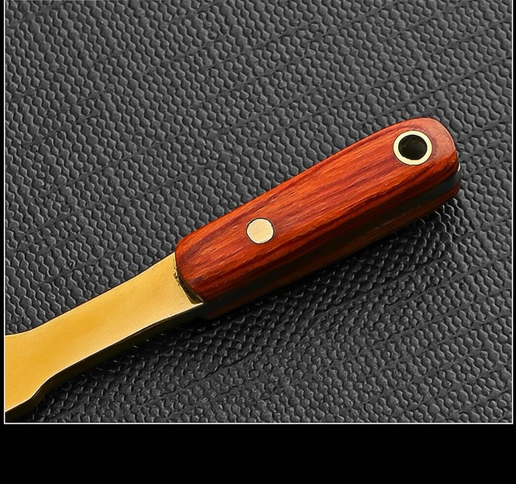 Miniature Sickle Keychain Tool with Rosewood Handle and Leather Sheath