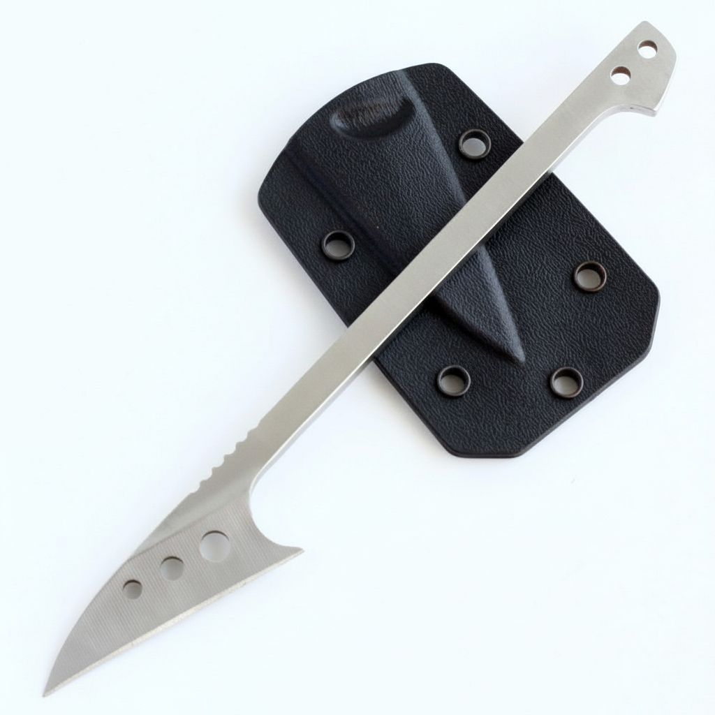 Minimalist Long Handle Neck Knife with Kydex Sheath and Paracord Wrap