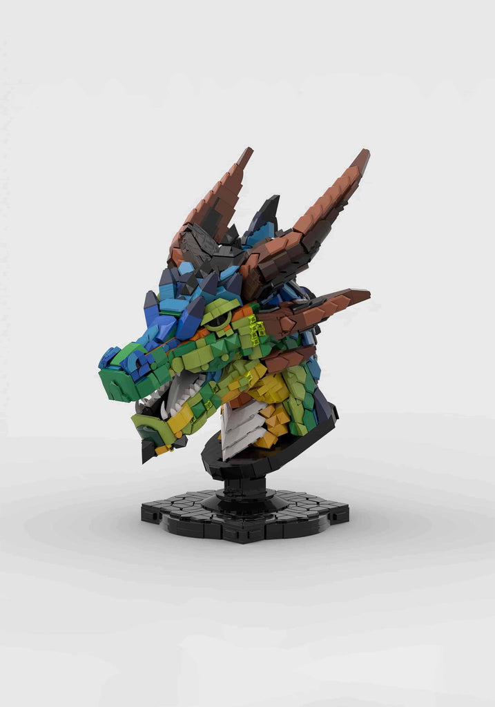 Rainbow Dragon Head MOC Building Blocks Model – A Mythical Beast Brought to Life