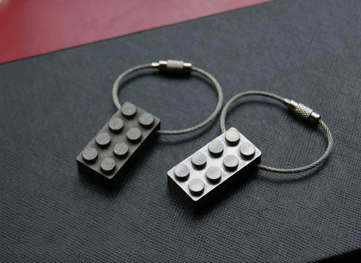 TC4 Titanium Alloy Brick Keychain