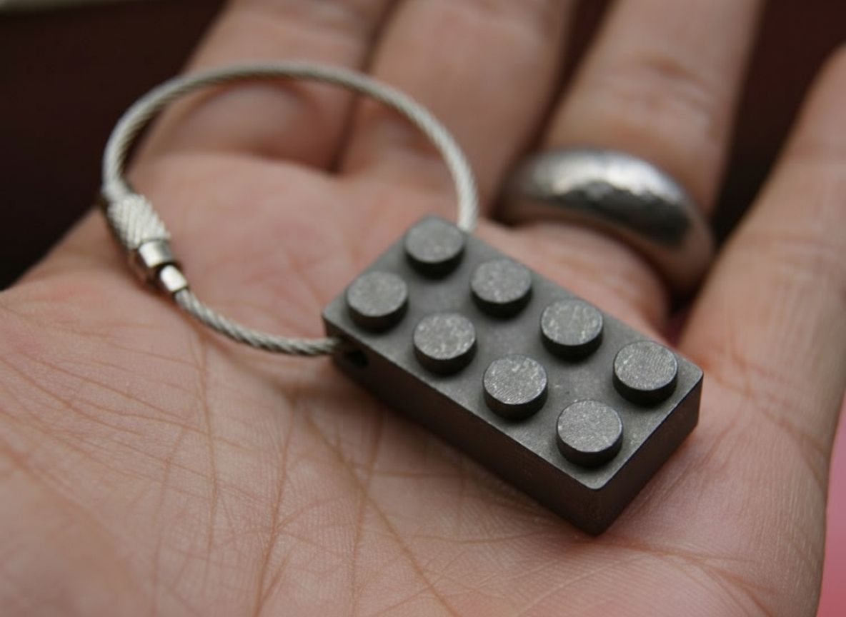 TC4 Titanium Alloy Brick Keychain