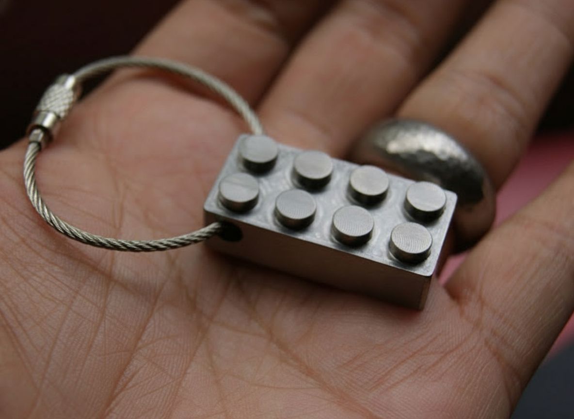 TC4 Titanium Alloy Brick Keychain