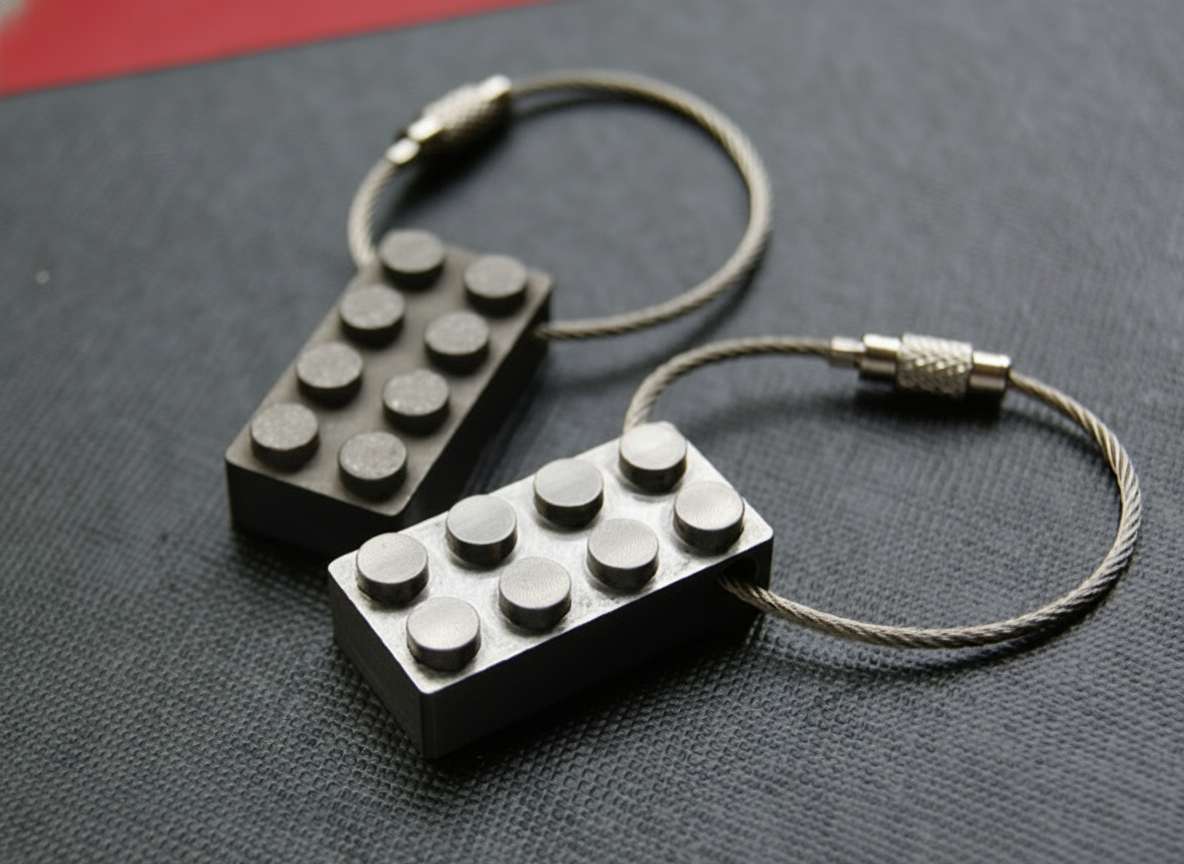 TC4 Titanium Alloy Brick Keychain