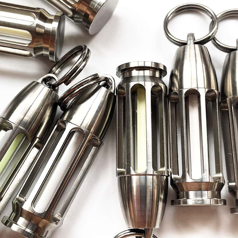 TC4 Titanium Bullet Glow Vial Pendant