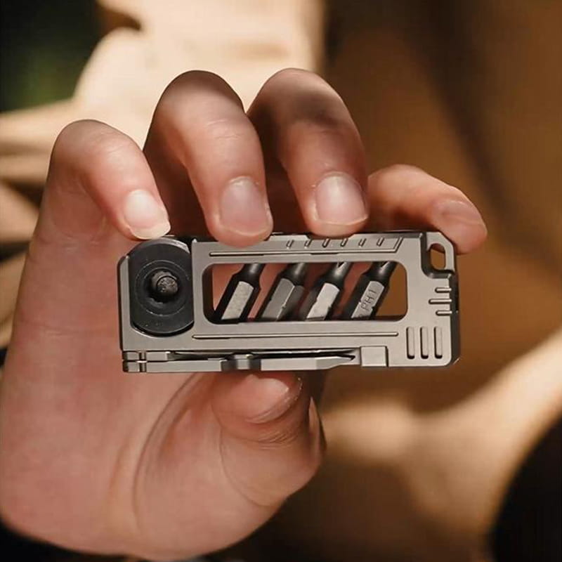 TC4 Titanium Pocket Tool with Folding Knife and Bit Set