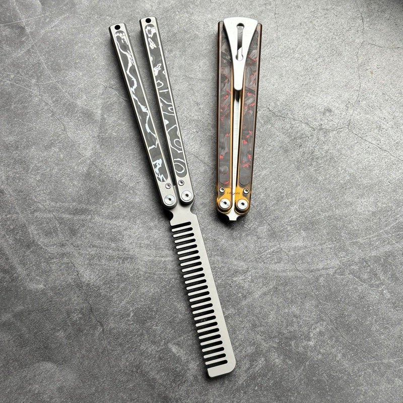 TC4 Titanium & Ultem Butterfly Folding Comb