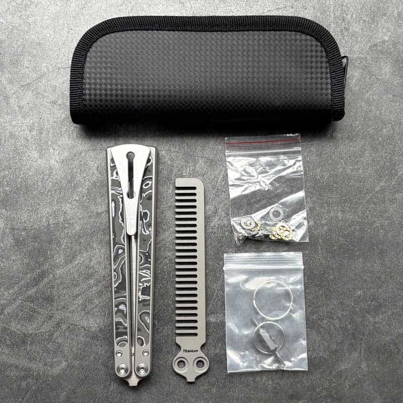 TC4 Titanium & Ultem Butterfly Folding Comb