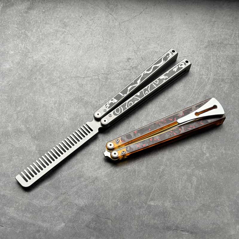 TC4 Titanium & Ultem Butterfly Folding Comb