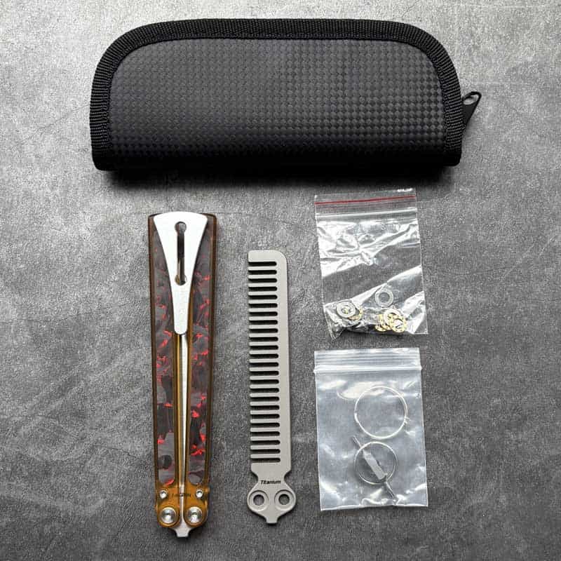 TC4 Titanium & Ultem Butterfly Folding Comb