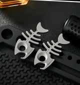 Titanium Fishbone Skeleton Bottle Opener EDC Keychain Multi Tool