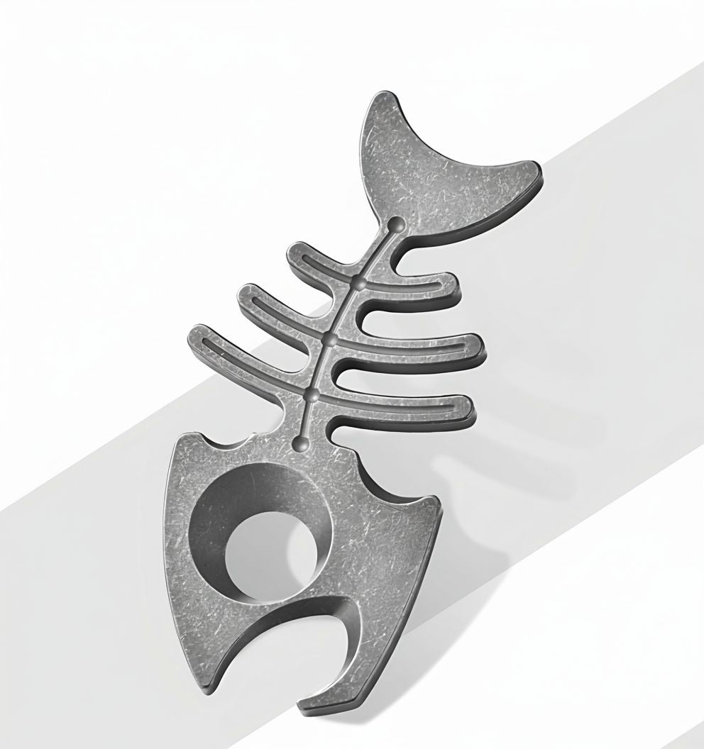 Titanium Fishbone Skeleton Bottle Opener EDC Keychain Multi Tool