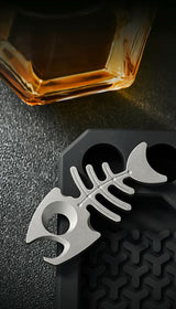 Titanium Fishbone Skeleton Bottle Opener EDC Keychain Multi Tool
