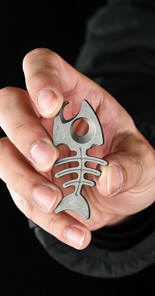 Titanium Fishbone Skeleton Bottle Opener EDC Keychain Multi Tool