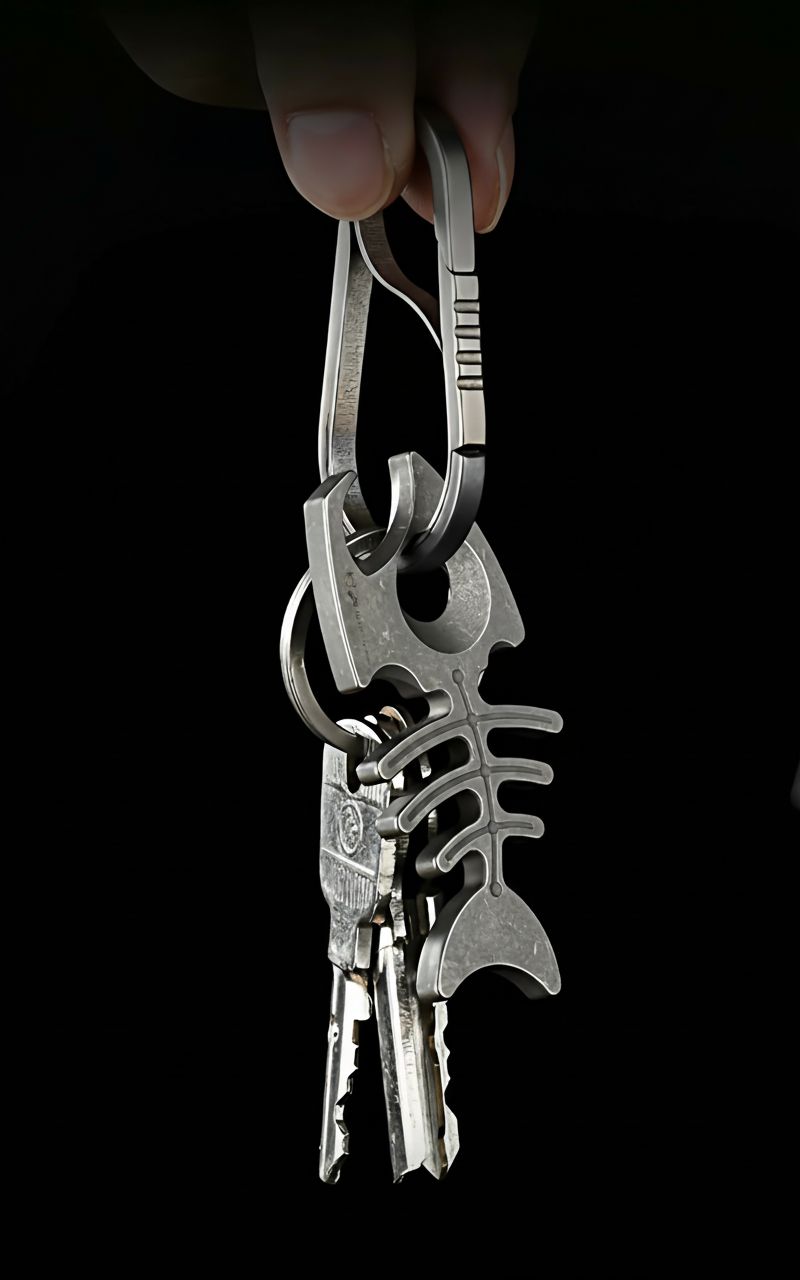 Titanium Fishbone Skeleton Bottle Opener EDC Keychain Multi Tool