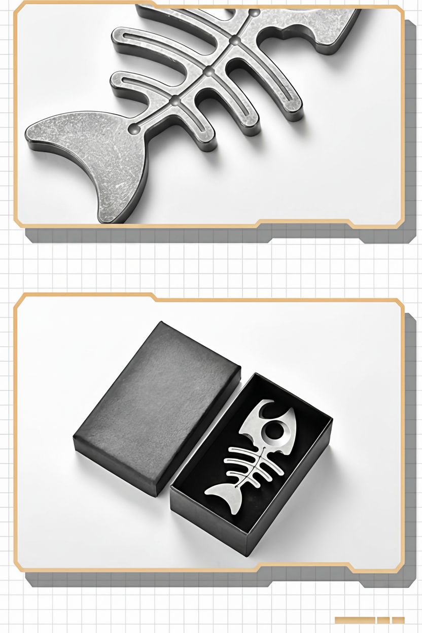 Titanium Fishbone Skeleton Bottle Opener EDC Keychain Multi Tool