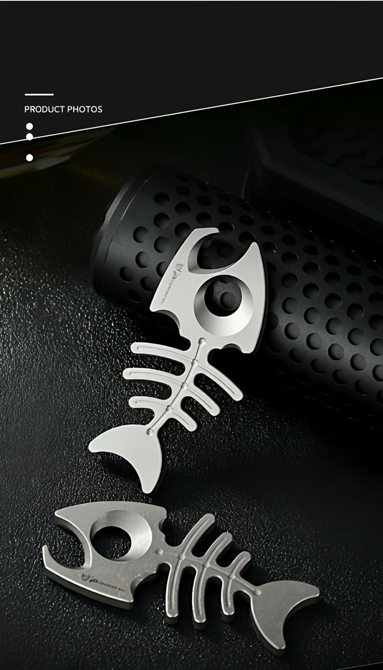 Titanium Fishbone Skeleton Bottle Opener EDC Keychain Multi Tool