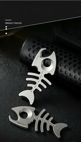 Titanium Fishbone Skeleton Bottle Opener EDC Keychain Multi Tool