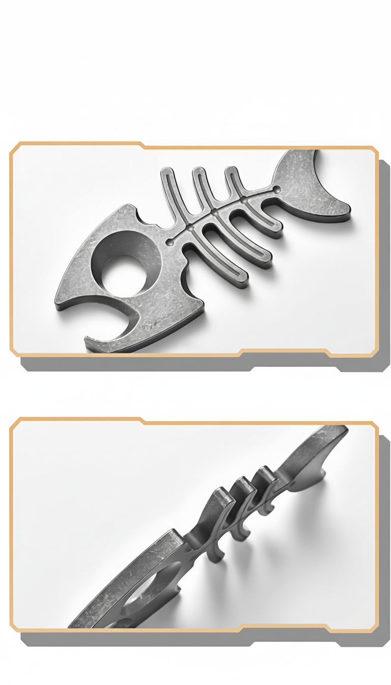 Titanium Fishbone Skeleton Bottle Opener EDC Keychain Multi Tool