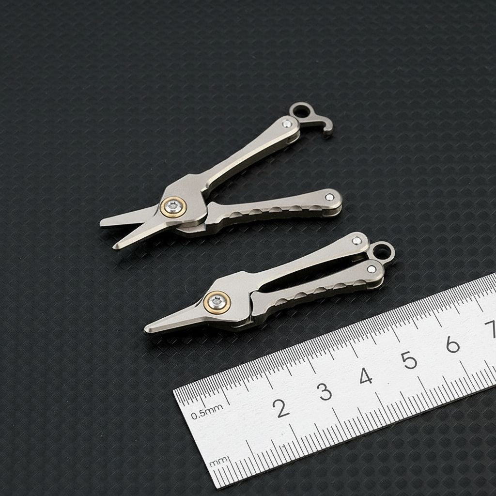 Titanium Micro Scissors Precision Keychain Titanium Nose Hair Scissors – Precision Micro Grooming Tool for Everyday Carry