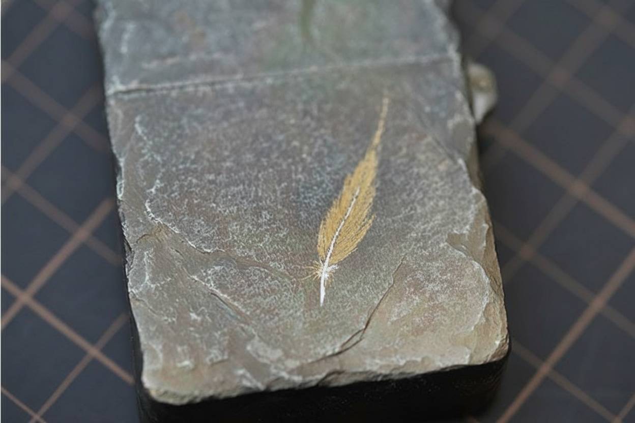 Titanium Alloy Handcrafted Stone-Texture Feather Lighter Case
