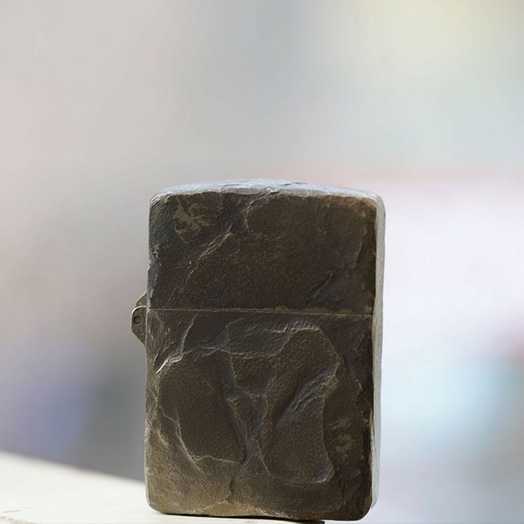 Titanium Alloy Handcrafted Stone-Texture Feather Lighter Case