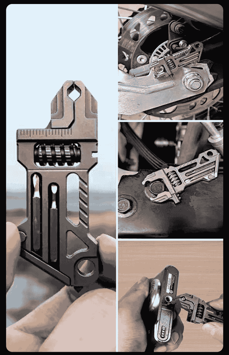 Titanium EDC Adjustable Pocket Tool Compact Multi-Use Wrench
